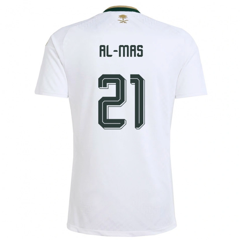 Danxen Men Saudi Arabia Abdullah Al-Mas #21 White Green Gold Away Jersey 26-28 T-Shirt