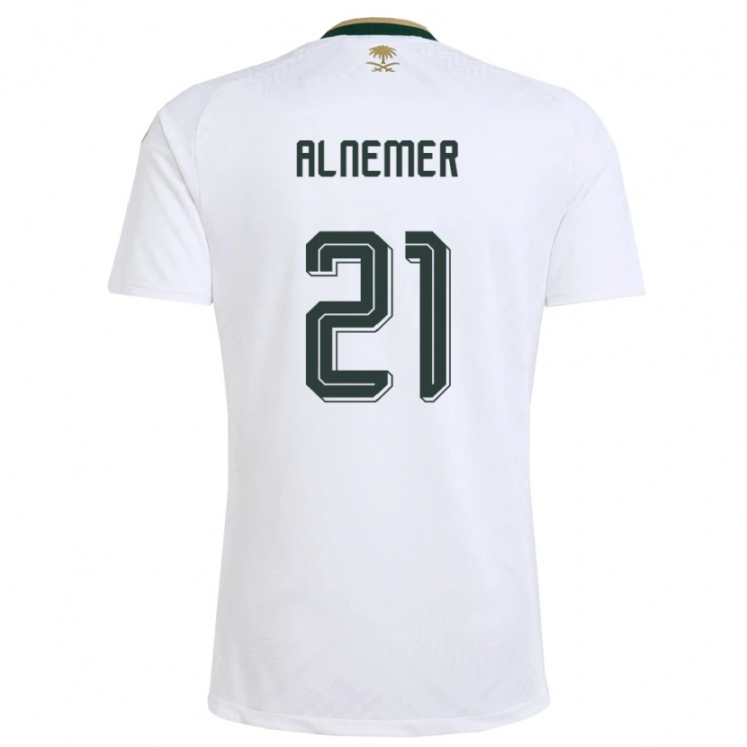 Danxen Men Saudi Arabia Meshari Alnemer #21 White Green Gold Away Jersey 26-28 T-Shirt