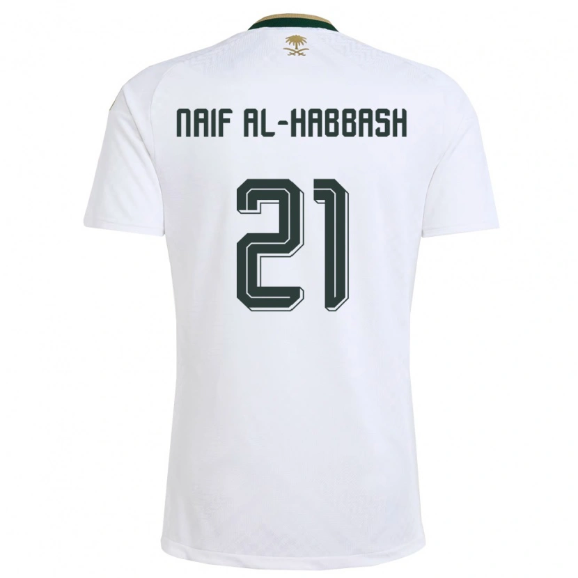 Danxen Men Saudi Arabia Azzam Naif Al-Habbash #21 White Green Gold Away Jersey 26-28 T-Shirt