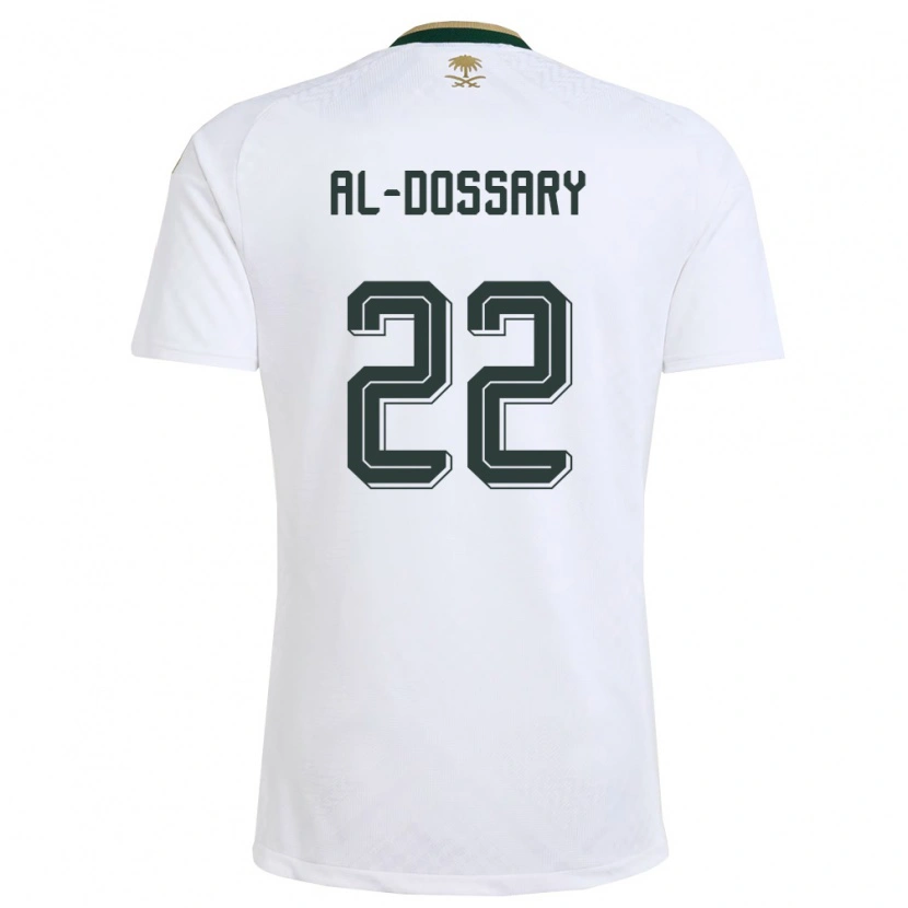 Danxen Men Saudi Arabia Khalid Al-Dossary #22 White Green Gold Away Jersey 26-28 T-Shirt