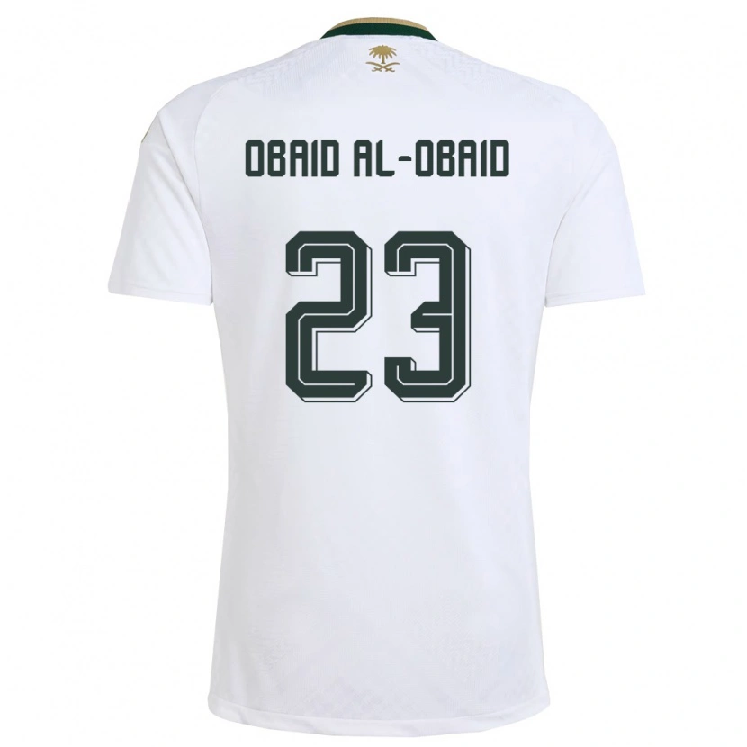 Danxen Men Saudi Arabia Abdulrahman Obaid Al-Obaid #23 White Green Gold Away Jersey 26-28 T-Shirt