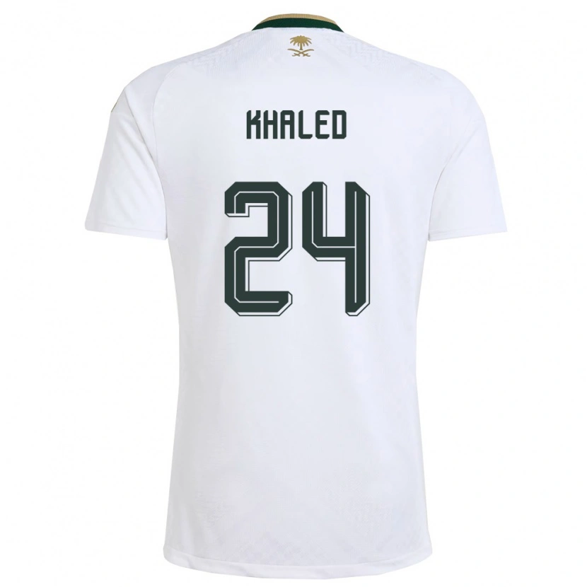 Danxen Men Saudi Arabia Atheer Khaled #24 White Green Gold Away Jersey 26-28 T-Shirt