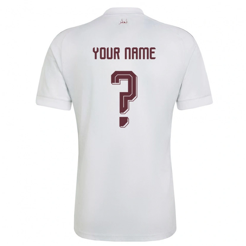 Danxen Men Qatar Your Name #0 White Burgundy Away Jersey 26-28 T-Shirt
