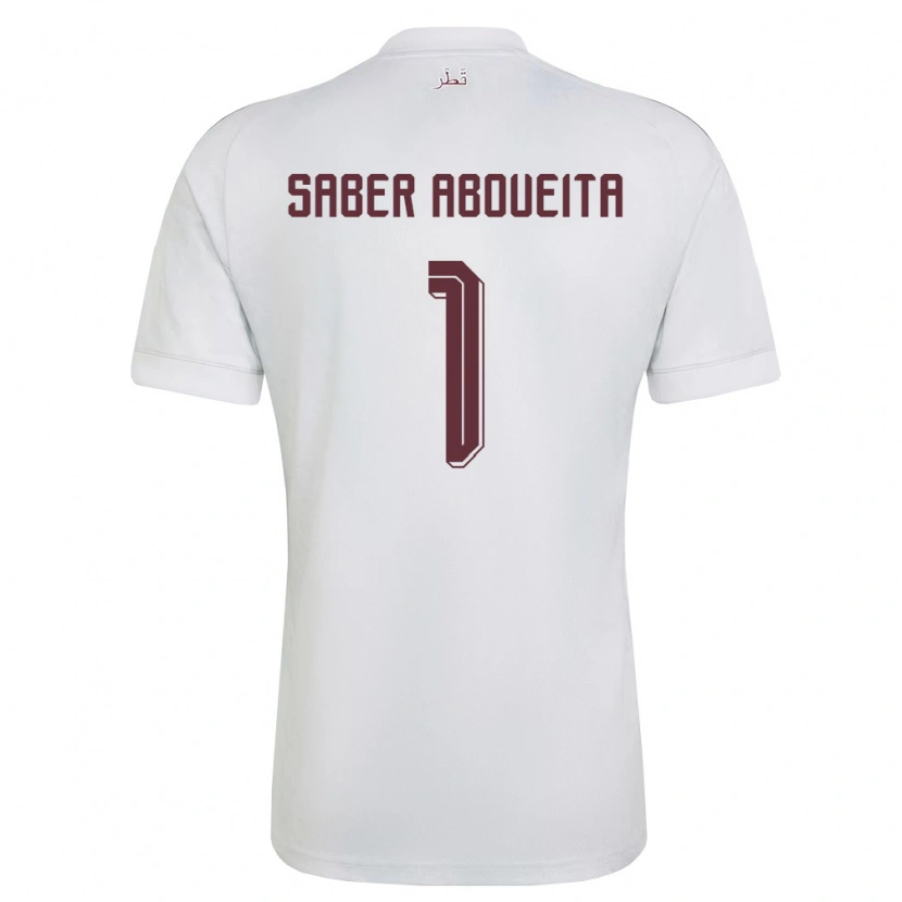 Danxen Men Qatar Ahmed Aboueita #1 White Burgundy Away Jersey 26-28 T-Shirt