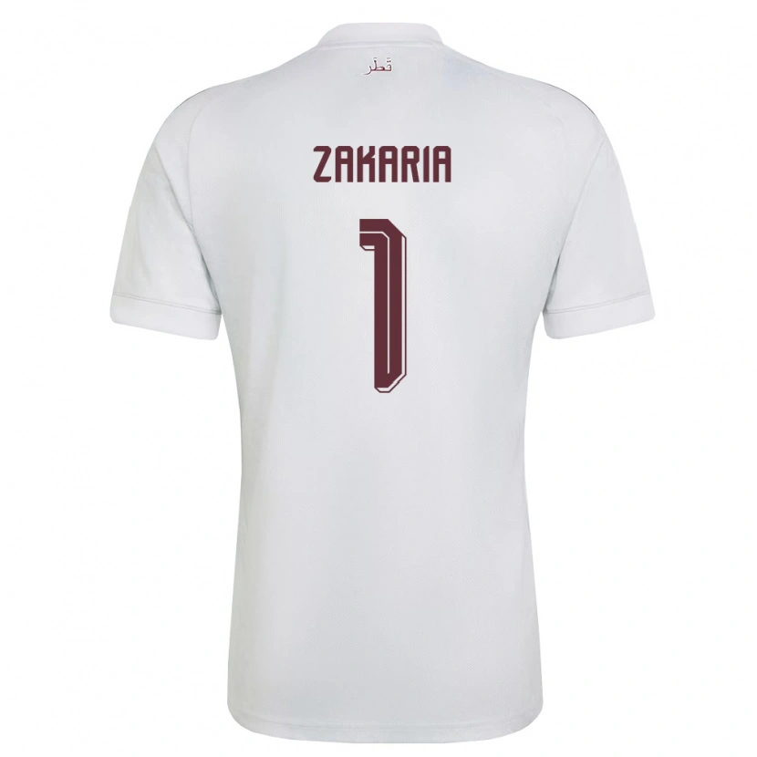 Danxen Men Qatar Salah Zakaria #1 White Burgundy Away Jersey 26-28 T-Shirt