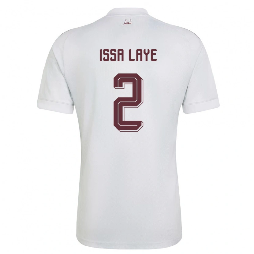 Danxen Men Qatar Issa Laye #2 White Burgundy Away Jersey 26-28 T-Shirt