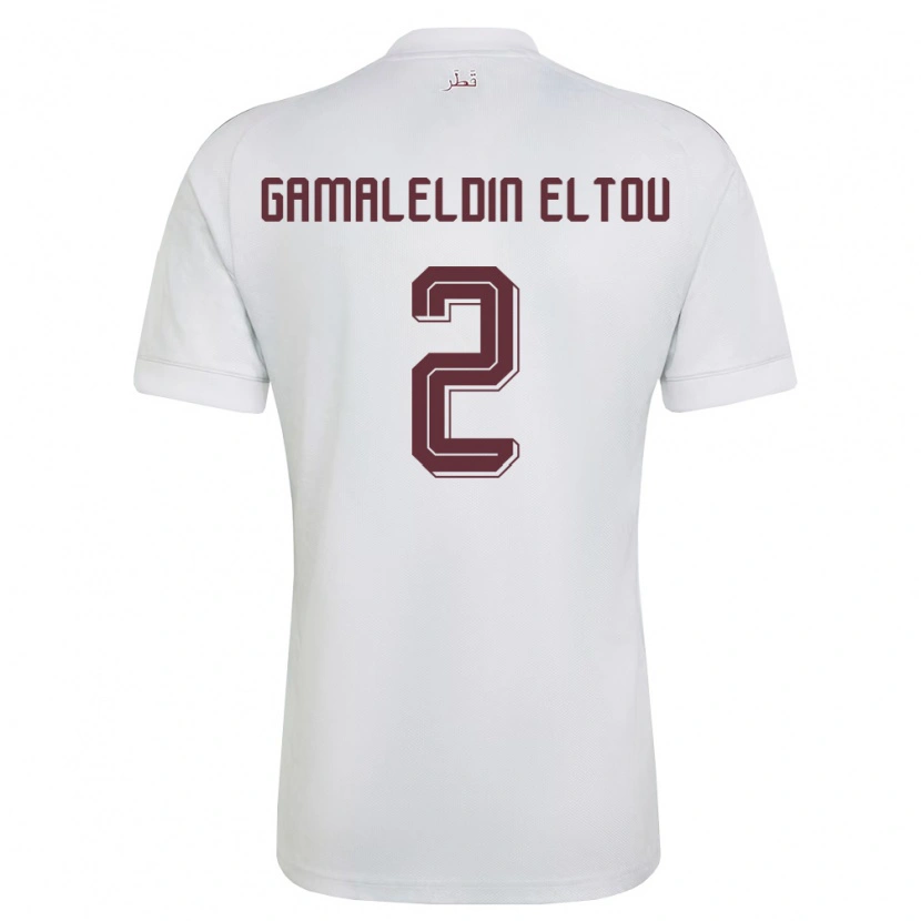 Danxen Men Qatar Ghassan Gamaleldin Eltou #2 White Burgundy Away Jersey 26-28 T-Shirt