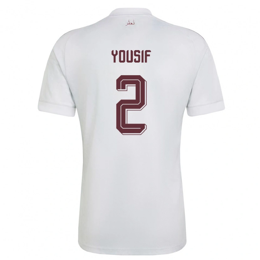 Danxen Men Qatar Abdalla Yousif #2 White Burgundy Away Jersey 26-28 T-Shirt