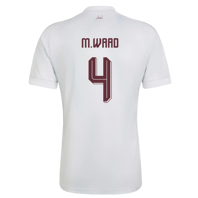 Danxen Men Qatar Mohammed Waad #4 White Burgundy Away Jersey 26-28 T-Shirt
