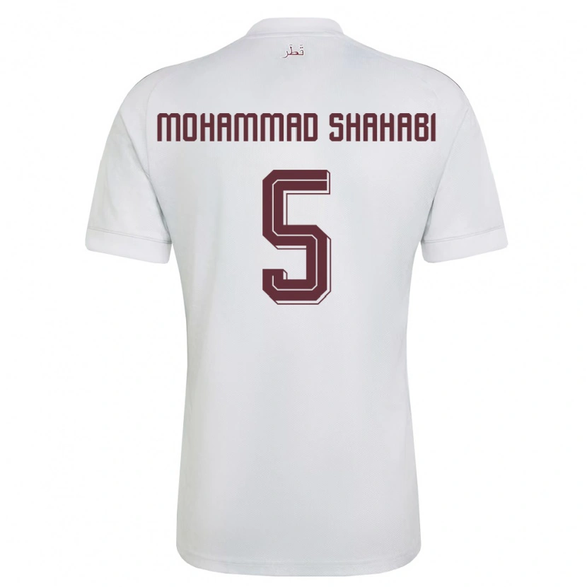 Danxen Men Qatar Ali Mohammad Shahabi #5 White Burgundy Away Jersey 26-28 T-Shirt