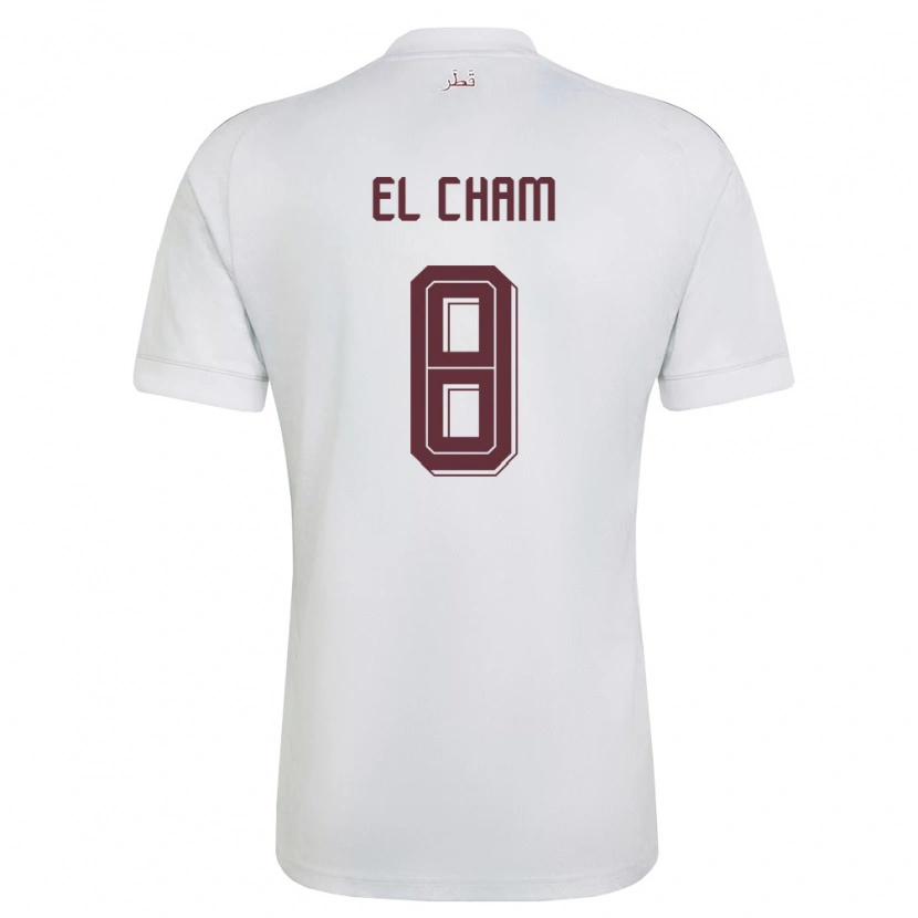 Danxen Men Qatar Richard El Cham #8 White Burgundy Away Jersey 26-28 T-Shirt