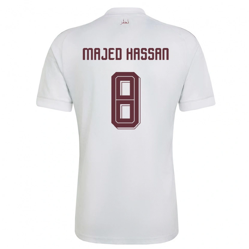 Danxen Men Qatar Malik Hassan #8 White Burgundy Away Jersey 26-28 T-Shirt