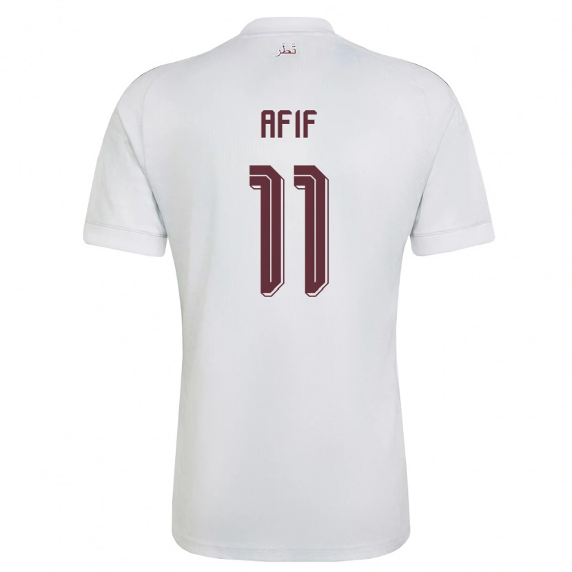 Danxen Men Qatar Akram Afif #11 White Burgundy Away Jersey 26-28 T-Shirt