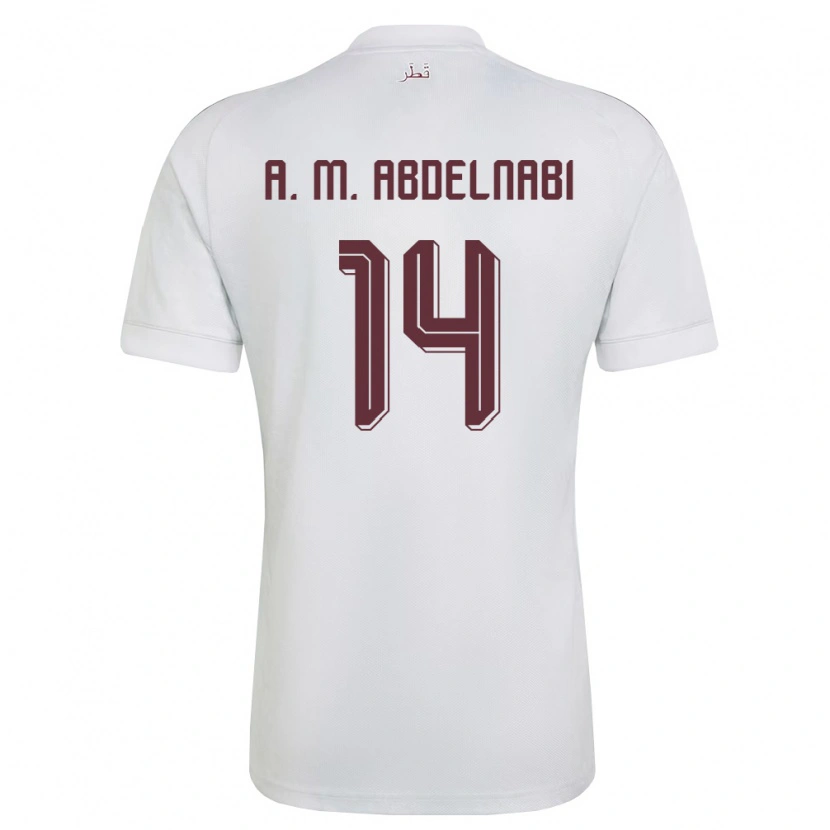 Danxen Men Qatar Asim Mohammed Abdelnabi #14 White Burgundy Away Jersey 26-28 T-Shirt