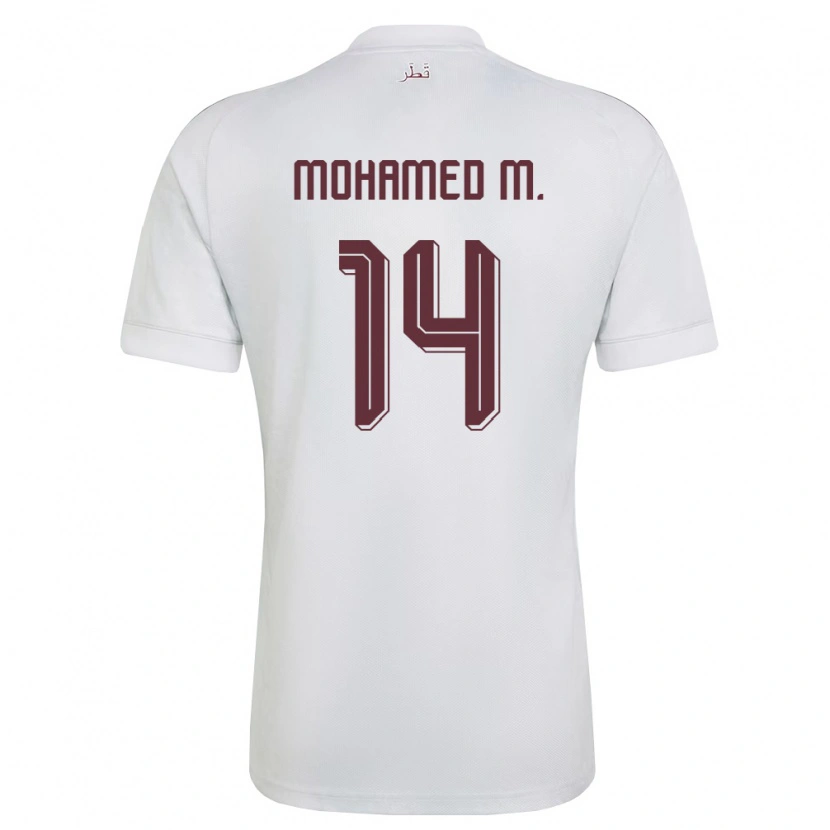 Danxen Men Qatar Abdalla Mohamed M. #14 White Burgundy Away Jersey 26-28 T-Shirt