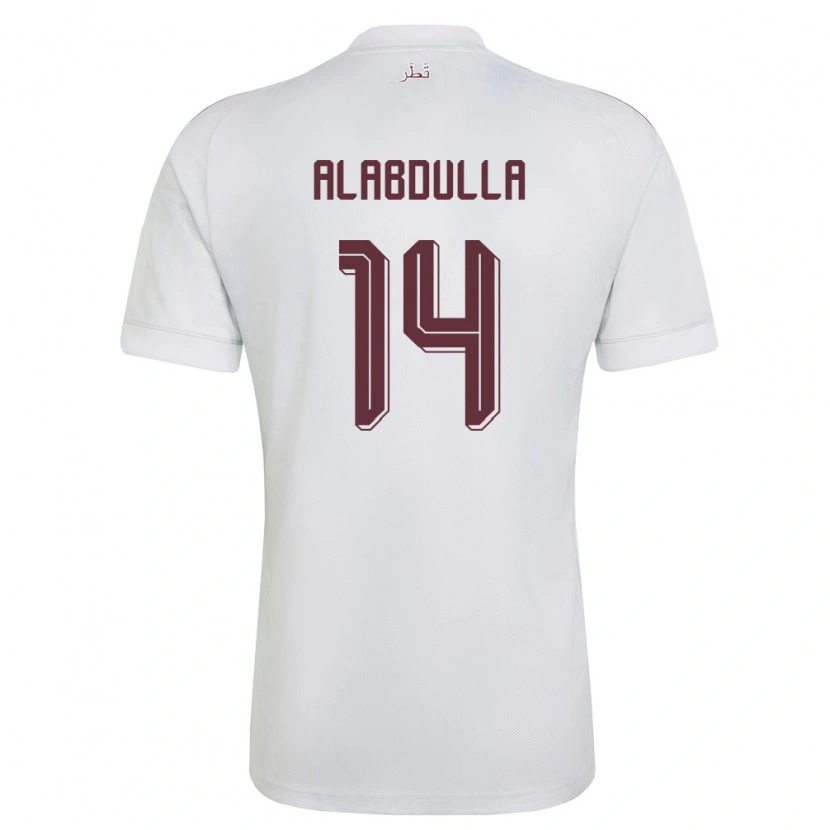 Danxen Men Qatar Moudhi Alabdulla #14 White Burgundy Away Jersey 26-28 T-Shirt