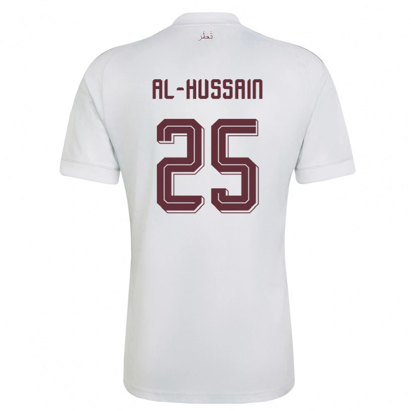 Danxen Men Qatar Al-Hashmi Al-Hussain #25 White Burgundy Away Jersey 26-28 T-Shirt