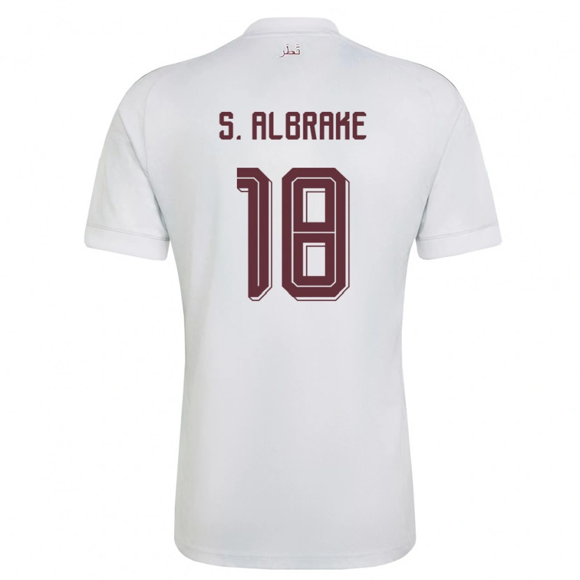 Danxen Men Qatar Sultan Al-Brake #18 White Burgundy Away Jersey 26-28 T-Shirt