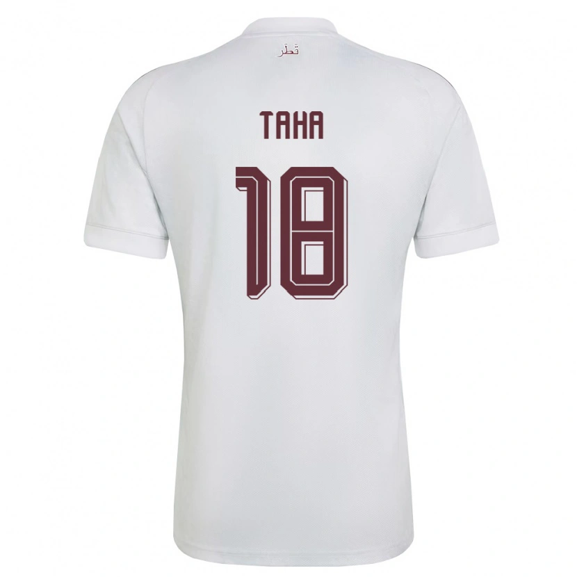 Danxen Men Qatar Moath Taha #18 White Burgundy Away Jersey 26-28 T-Shirt