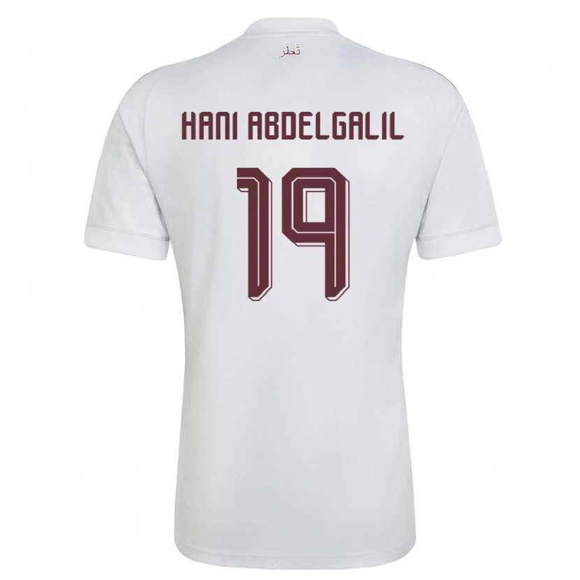 Danxen Men Qatar Youssef Hani Abdelgalil #19 White Burgundy Away Jersey 26-28 T-Shirt
