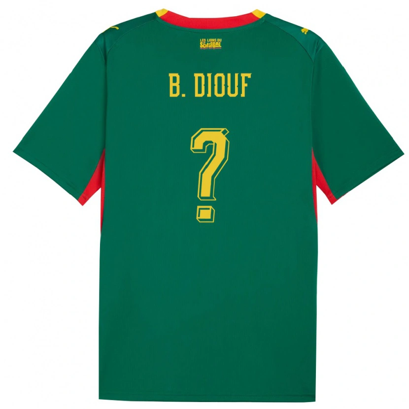 Danxen Men Senegal El Hadji Bilal Diouf #0 Green Yellow Red Away Jersey 26-28 T-Shirt
