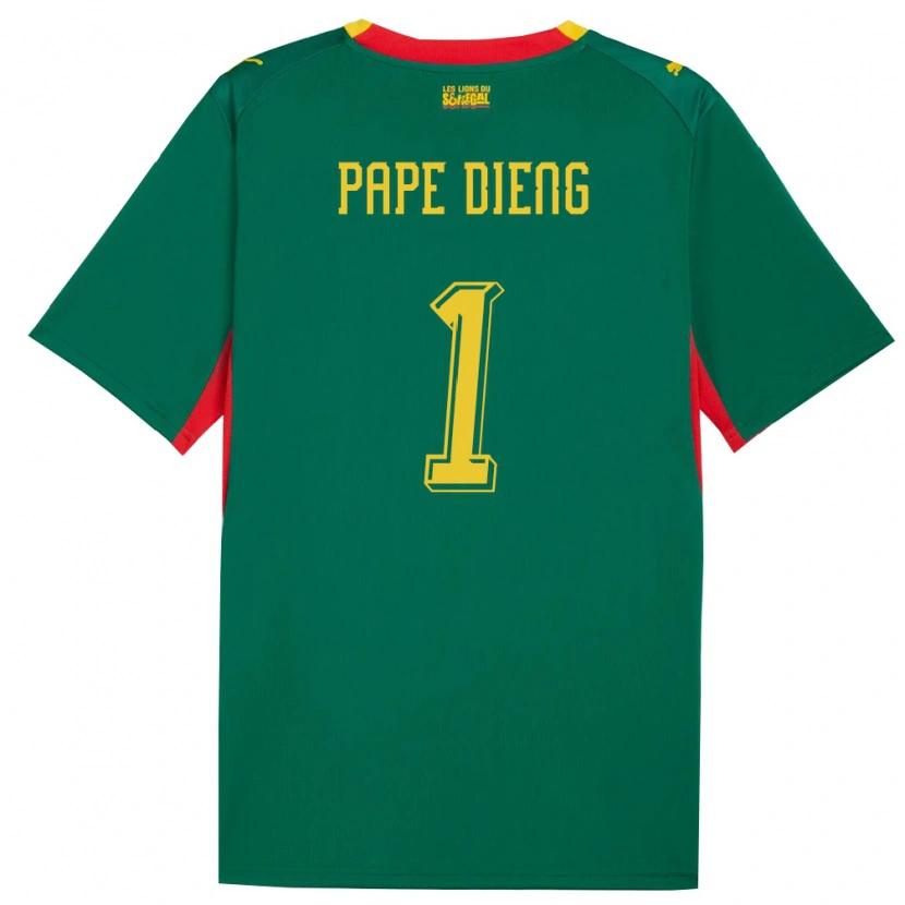 Danxen Men Senegal Pape Dieng #1 Green Yellow Red Away Jersey 26-28 T-Shirt