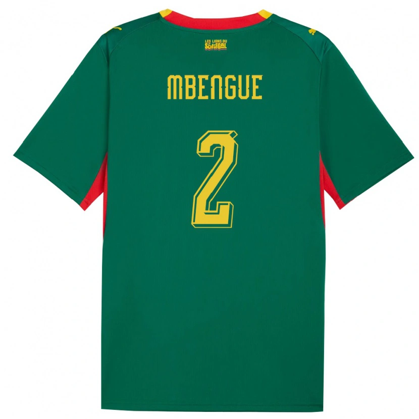 Danxen Men Senegal Lamine Mbengue #2 Green Yellow Red Away Jersey 26-28 T-Shirt