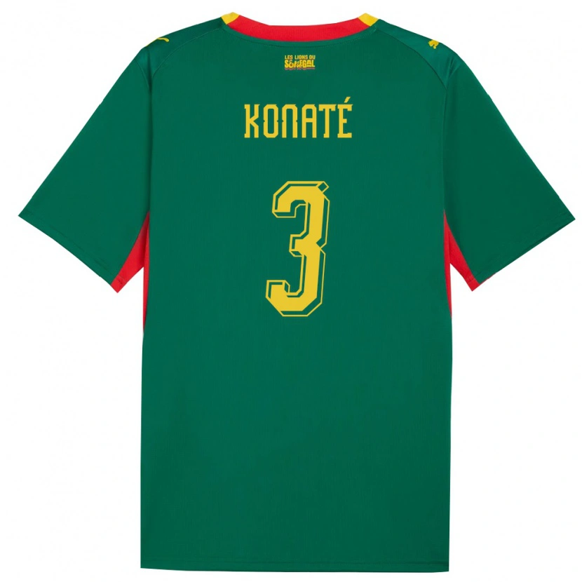 Danxen Men Senegal Ousmane Konaté #3 Green Yellow Red Away Jersey 26-28 T-Shirt