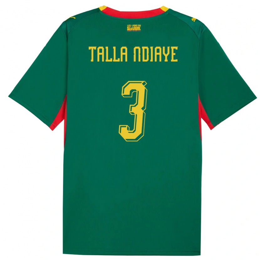 Danxen Men Senegal Mor Talla Ndiaye #3 Green Yellow Red Away Jersey 26-28 T-Shirt