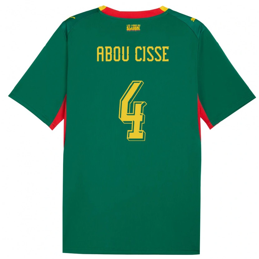 Danxen Men Senegal Pape Abou Cisse #4 Green Yellow Red Away Jersey 26-28 T-Shirt