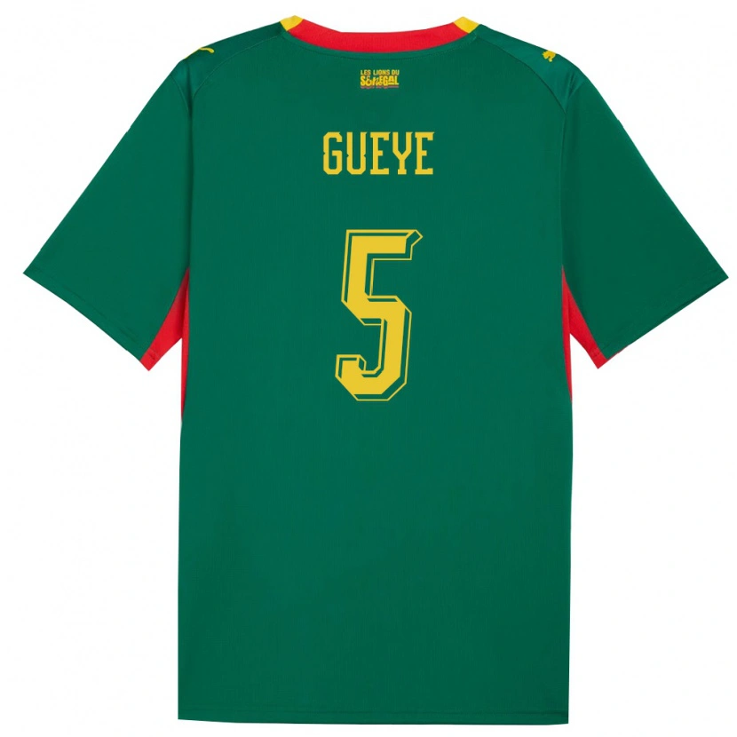 Danxen Men Senegal Idrissa Gueye #5 Green Yellow Red Away Jersey 26-28 T-Shirt