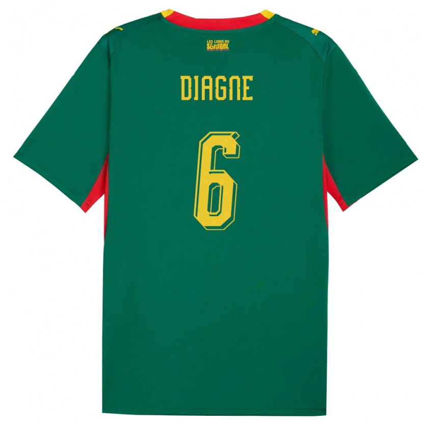 Danxen Men Senegal Edmee Diagne #6 Green Yellow Red Away Jersey 26-28 T-Shirt