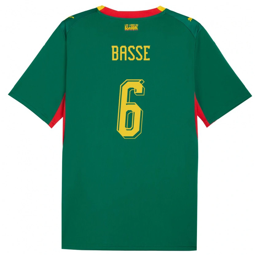 Danxen Men Senegal Souleymane Basse #6 Green Yellow Red Away Jersey 26-28 T-Shirt