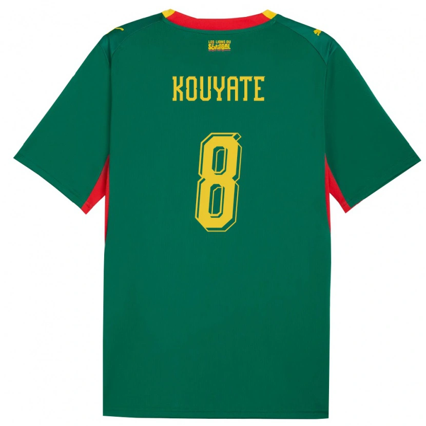 Danxen Men Senegal Cheikhou Kouyate #8 Green Yellow Red Away Jersey 26-28 T-Shirt