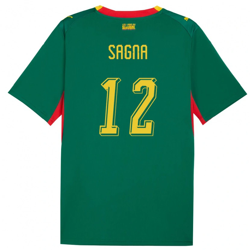 Danxen Men Senegal Safietou Sagna #12 Green Yellow Red Away Jersey 26-28 T-Shirt