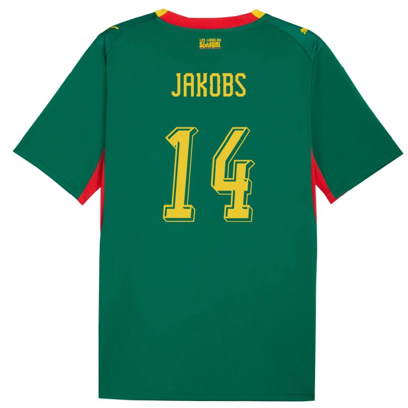 Danxen Men Senegal Ismail Jakobs #14 Green Yellow Red Away Jersey 26-28 T-Shirt