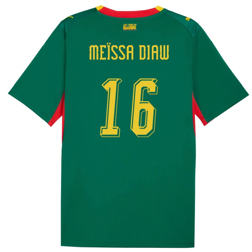 Danxen Men Senegal Ndeye Meissa Diaw #16 Green Yellow Red Away Jersey 26-28 T-Shirt