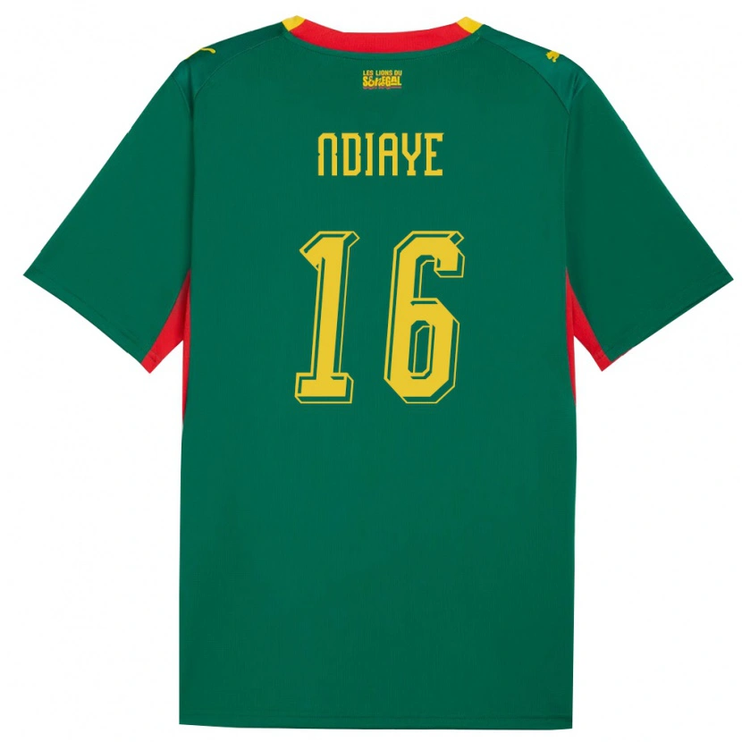 Danxen Men Senegal Mamour Ndiaye #16 Green Yellow Red Away Jersey 26-28 T-Shirt