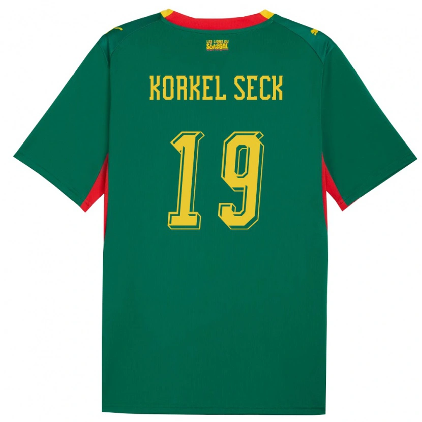 Danxen Men Senegal Bineta Korkel Seck #19 Green Yellow Red Away Jersey 26-28 T-Shirt