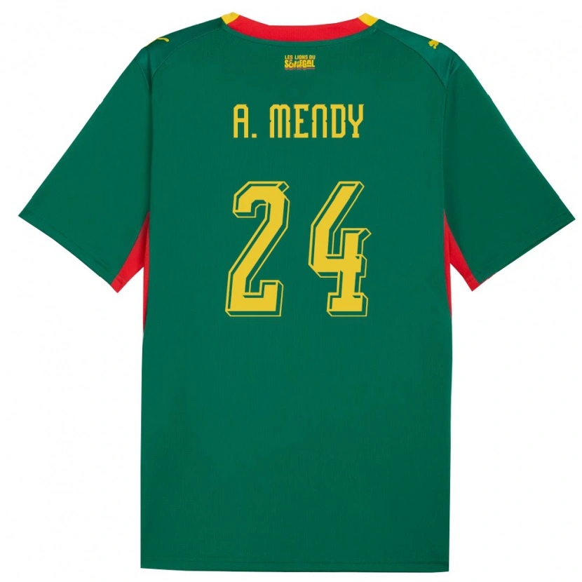 Danxen Men Senegal Antoine Mendy #24 Green Yellow Red Away Jersey 26-28 T-Shirt