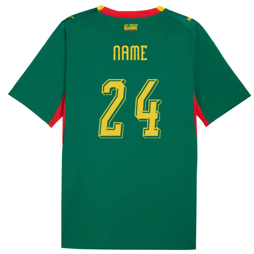 Danxen Men Senegal Moustapha Name #24 Green Yellow Red Away Jersey 26-28 T-Shirt
