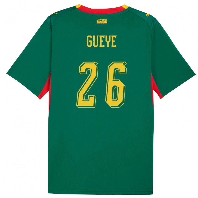 Danxen Men Senegal Pape Gueye #26 Green Yellow Red Away Jersey 26-28 T-Shirt