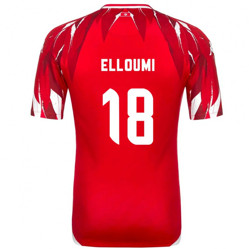 Danxen Men Tunisia Rayan Elloumi #18 Red White Away Jersey 26-28 T-Shirt