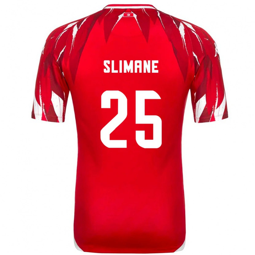 Danxen Men Tunisia Anis Ben Slimane #25 Red White Away Jersey 26-28 T-Shirt
