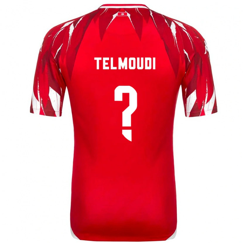 Danxen Men Tunisia Naïm Telmoudi #0 Red White Away Jersey 26-28 T-Shirt