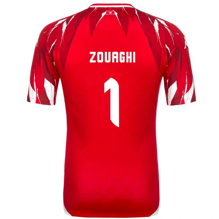 Danxen Men Tunisia Thomas Zouaghi #1 Red White Away Jersey 26-28 T-Shirt
