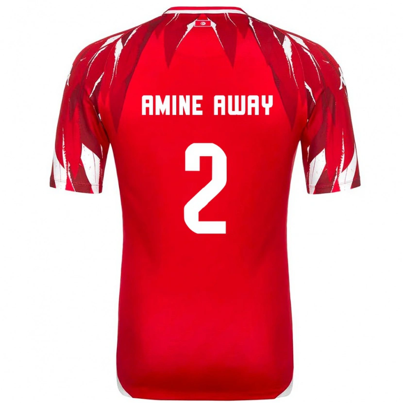 Danxen Men Tunisia Mohamed Amine Away #2 Red White Away Jersey 26-28 T-Shirt