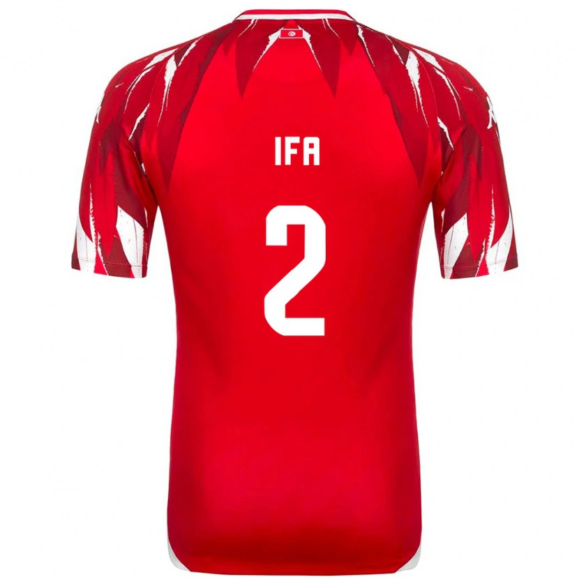 Danxen Men Tunisia Bilel Ifa #2 Red White Away Jersey 26-28 T-Shirt