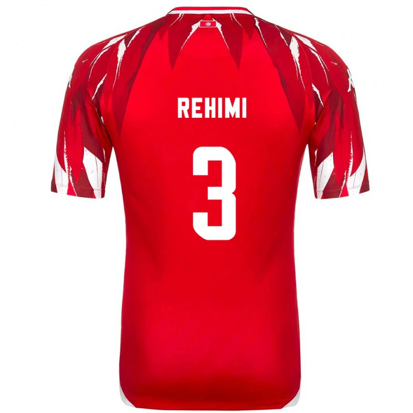 Danxen Men Tunisia Rayane Rehimi #3 Red White Away Jersey 26-28 T-Shirt