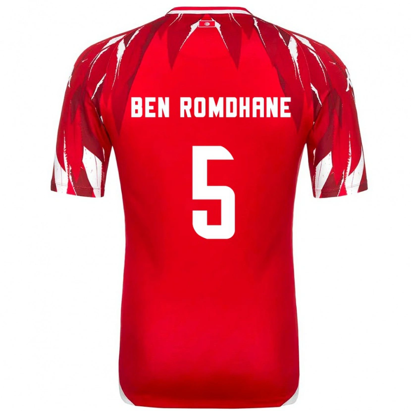 Danxen Men Tunisia Mohamed Ali Ben Romdhane #5 Red White Away Jersey 26-28 T-Shirt
